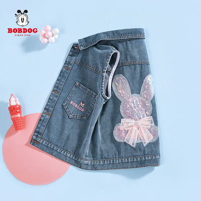 巴布豆童装女童春秋外穿牛仔马甲