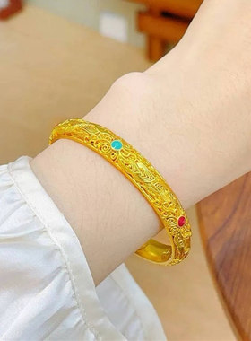 金包银古法花丝珐琅皇后手镯新中式轻奢宫廷风镯子送女友老婆礼物