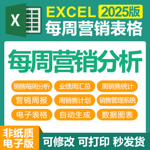 销售每周分析excel电子表格企业公司业绩周统计汇总分析营销周报