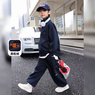 中大童男装一米二三四五六年级七八九十岁小孩冬衣服加绒运动套装