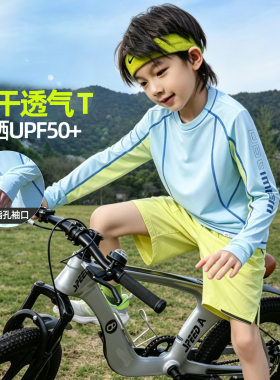 中大童男装一米二三四五六年级七八8九十岁小孩夏衣服速干短袖t恤