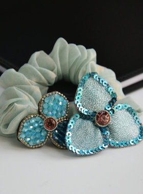 CHRIST正品经典款水晶三瓣花发圈发绳马尾盘发 发饰头饰