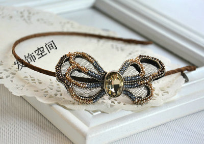 蝴蝶韩版手工水晶发箍