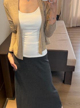 张涵涵 慵懒日常 韩系高腰显瘦垂感针织半身裙包臀裙莫代尔长裙女