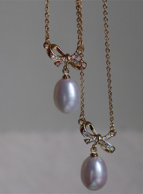 轻奢小众吊坠项链淡水珍珠锁骨链