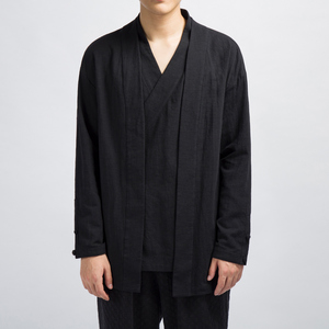 亚麻男士汉服领棉麻男装外套C77P95图片