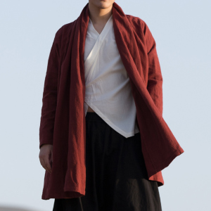 风男装亚麻中长款男士风衣外套F21P120图片