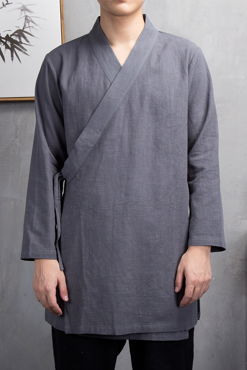 风男装棉麻男士中长款禅意汉服外套F80P85,男装民族服装,钱塘802