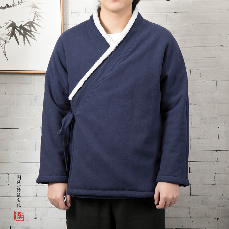 秋冬新款风男装加绒加厚短款汉服外套H50P100图片
