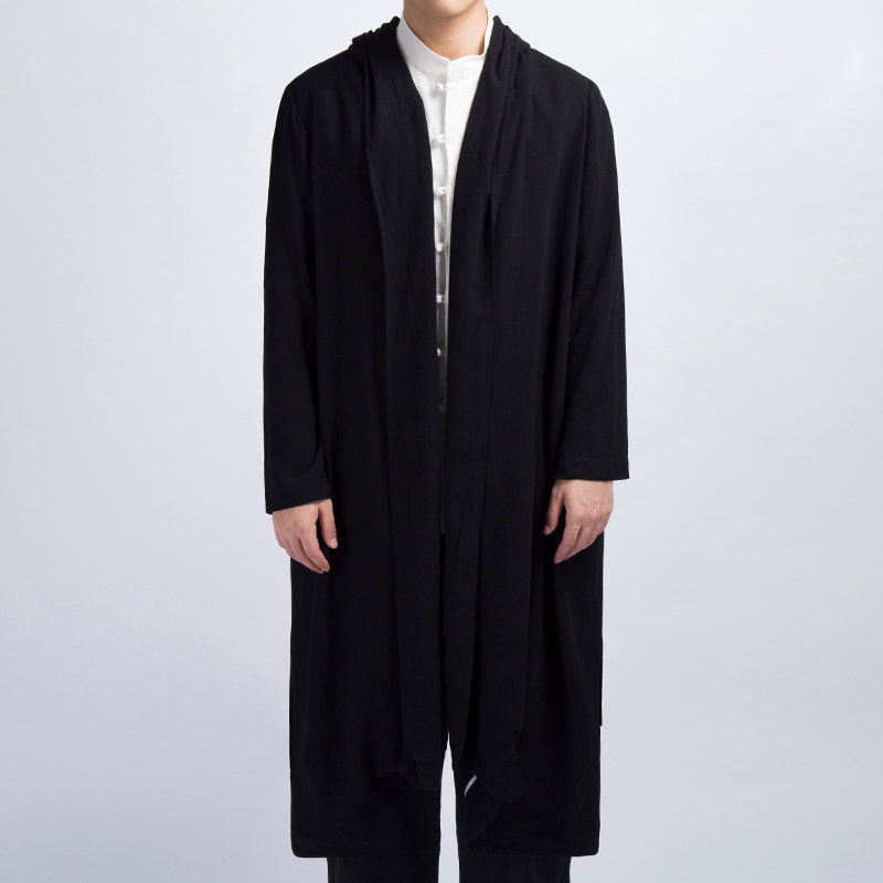 风男装亚麻男士长款风衣外套F51P125图片