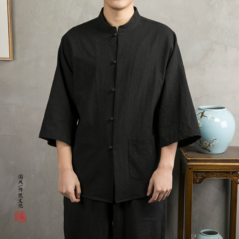 风男装棉麻男士七分袖衬衫C243P65,男装衬衫,钱塘802