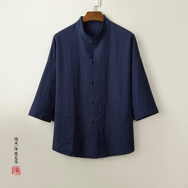 风男装立领男棉麻衬衣C243P65,男装衬衫,钱塘802