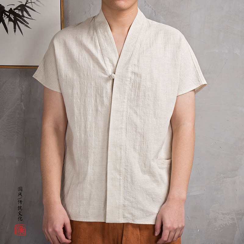2025春夏新款风棉麻男士短袖衬衫T211P65,男装T恤,钱塘802