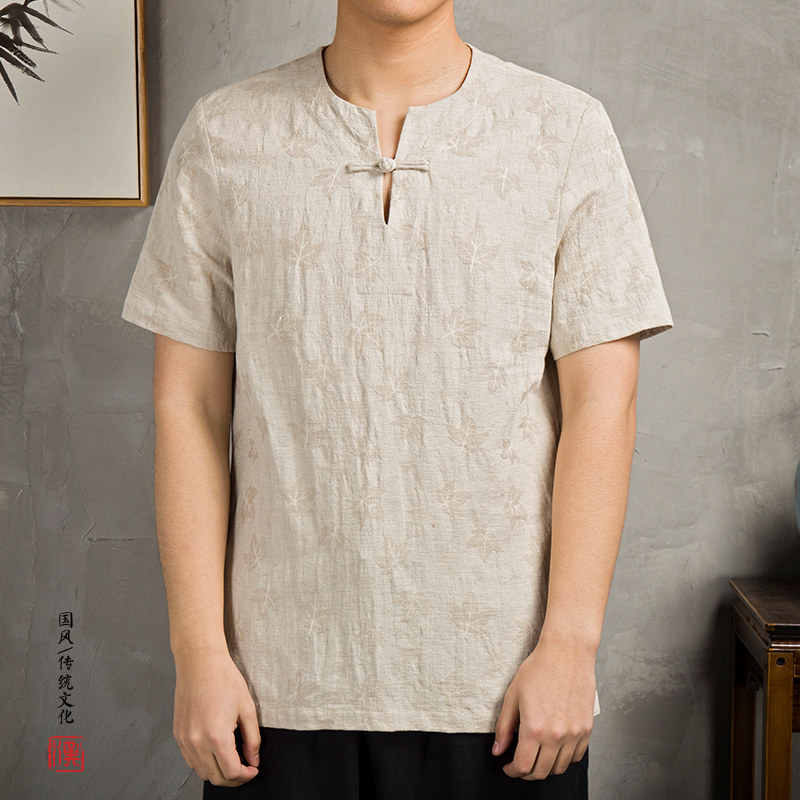 风男装棉麻男士T恤T207P55图片
