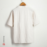 夏装新款风棉麻短袖男士汉服C95p65，男装T恤，钱塘802