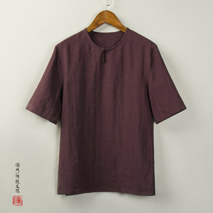 风男装麻料男士短袖T恤T265P55图片