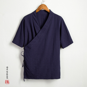 夏装新款风棉麻短袖男士汉服C95p65图片