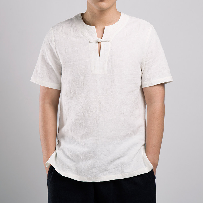 春夏新款风男装棉麻短袖T恤T207P55图片