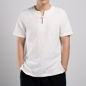 春夏新款风男装棉麻短袖T恤T207P55图片