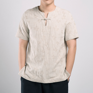 春夏新款风男装棉麻短袖T恤T207P55图片