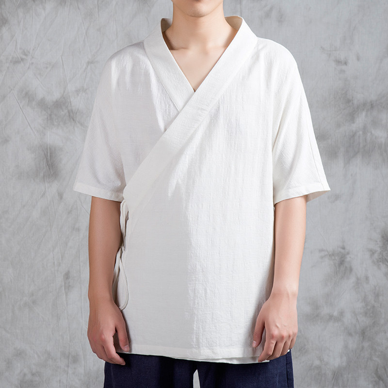 夏装新款风男装棉麻汉服短袖C95P65,男装T恤,钱塘802