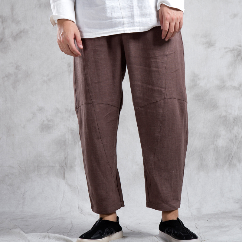 秋冬新款风男装亚麻男士休闲裤阔腿男长裤K91P85，男装休闲裤，钱塘802