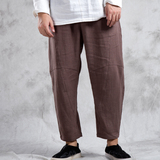 秋冬新款风男装亚麻男士休闲裤阔腿男长裤K91P85，男装休闲裤，钱塘802