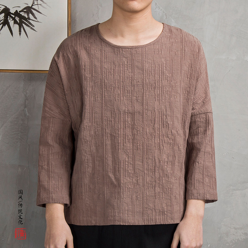 风男装纯色男士七分袖T恤T205P60,男装T恤,钱塘802