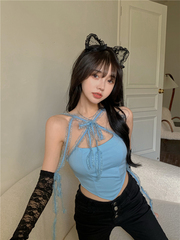 Real shooting real price niche lace stitching hot girl's suspender vest