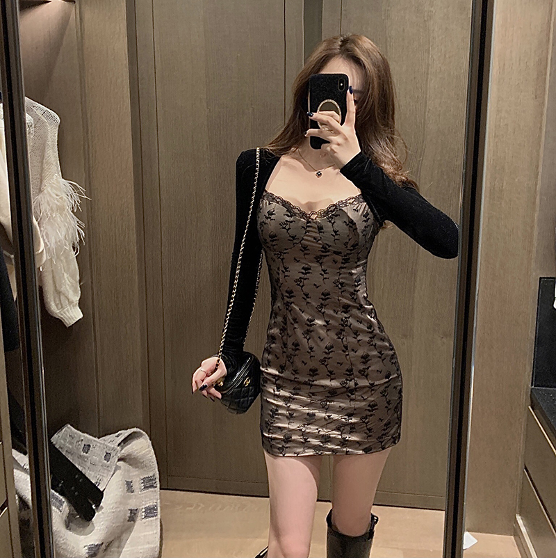 Real shot real price 2020 winter new sexy slim fitting fake two dresses