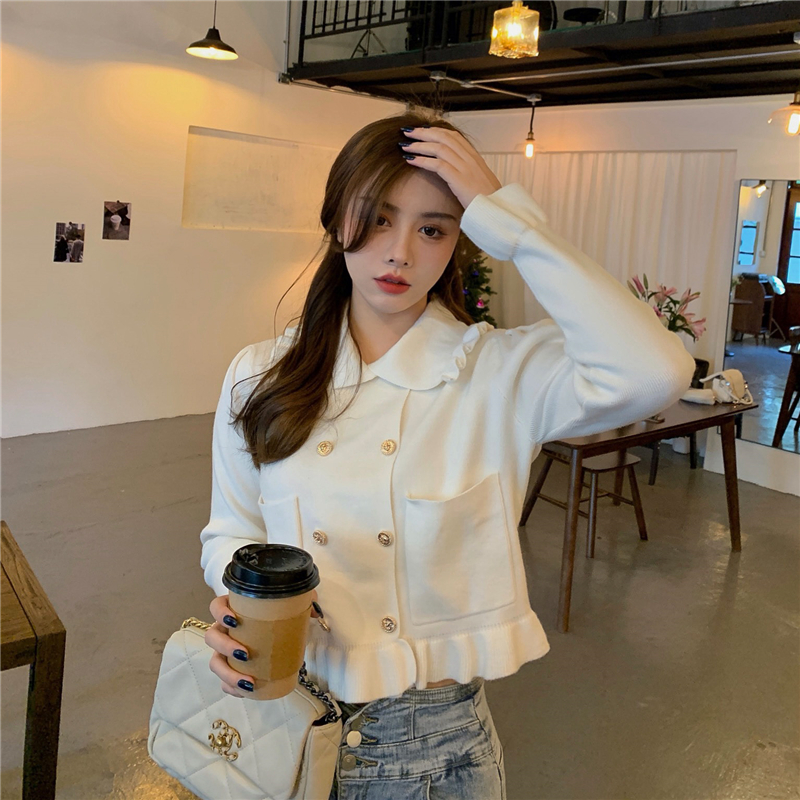 Real price small fragrance long sleeve solid color T-shirt