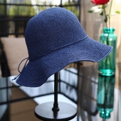 夏季 出游海边女夏草帽女小清新遮阳帽太阳帽手工编织渔夫帽可折叠