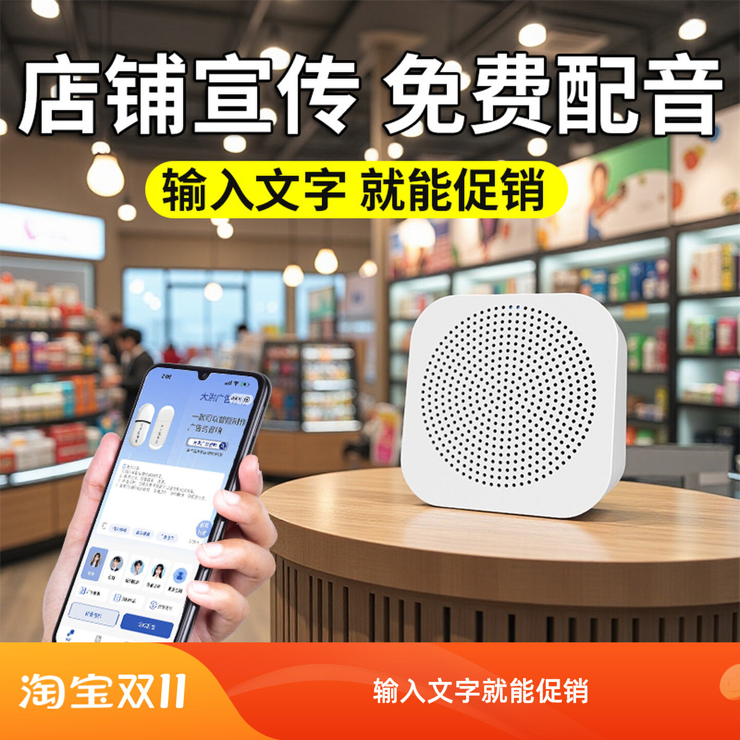 大洪广告宣传音响配音宝音箱超市地摊录音播报叫卖促销文字转语音图片