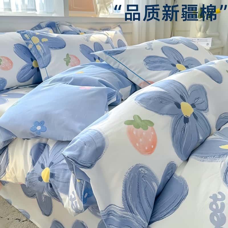 100纯棉全棉四季通用2025新款床上四件套棉被套床单小清新床品ins