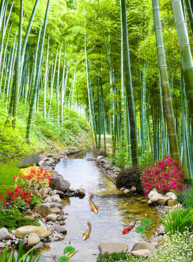 竹林翠竹绿竹竹海自然风景竹报平安海报订做客厅房间装饰画J5513C