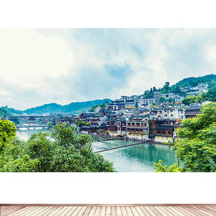 湖南长沙凤凰古城爱晚亭橘子洲头风景画海报客厅房间贴画墙画6