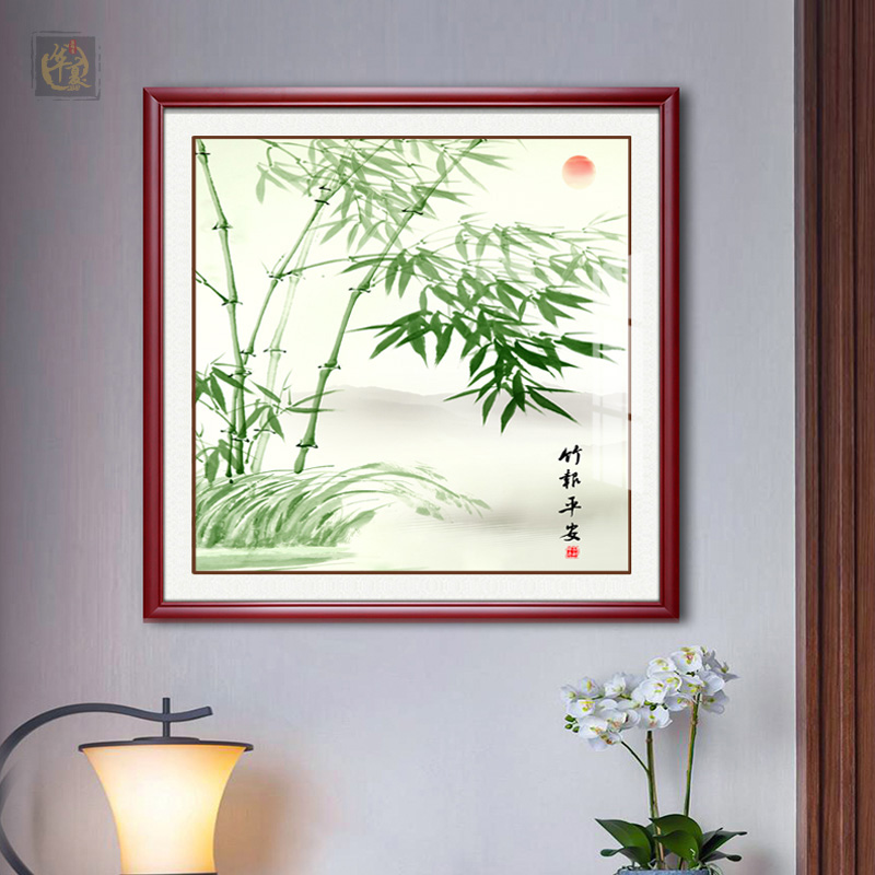 竹子玄关装饰画国风新中式竹报平安壁画入户过道走廊客厅酒店挂画图片