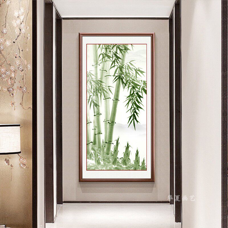 竹子玄关装饰画现代简约新中式入户客厅走廊过道壁画竹报平安挂画