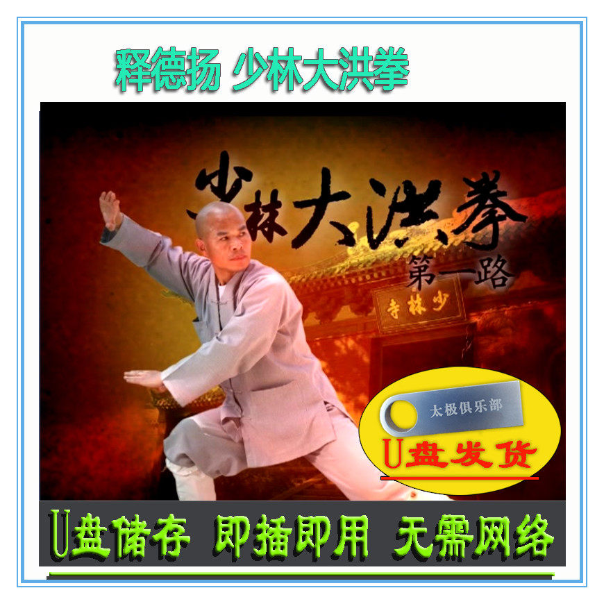 少林大洪拳 释德扬 u盘视频 基本功技法手法教学分解讲解传统功夫