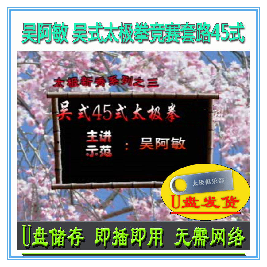 吴阿敏 吴式太极拳45式竞赛套路 U盘视频 吴氏四十五式讲解教学