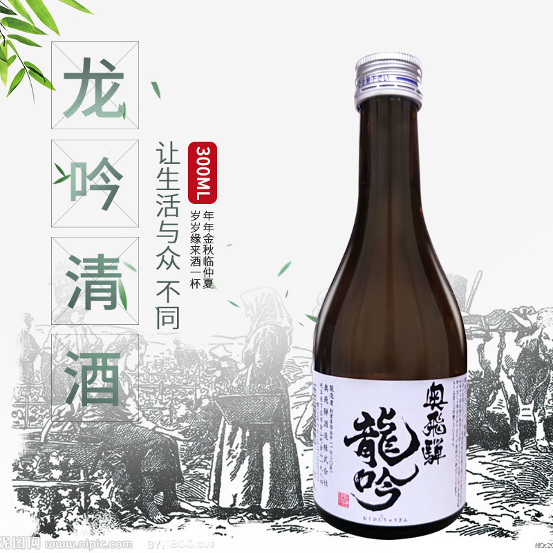 日本清酒奥飞弹龙吟清酒原装进口日本酒米酒发酵酒300ml洋酒包邮-封面