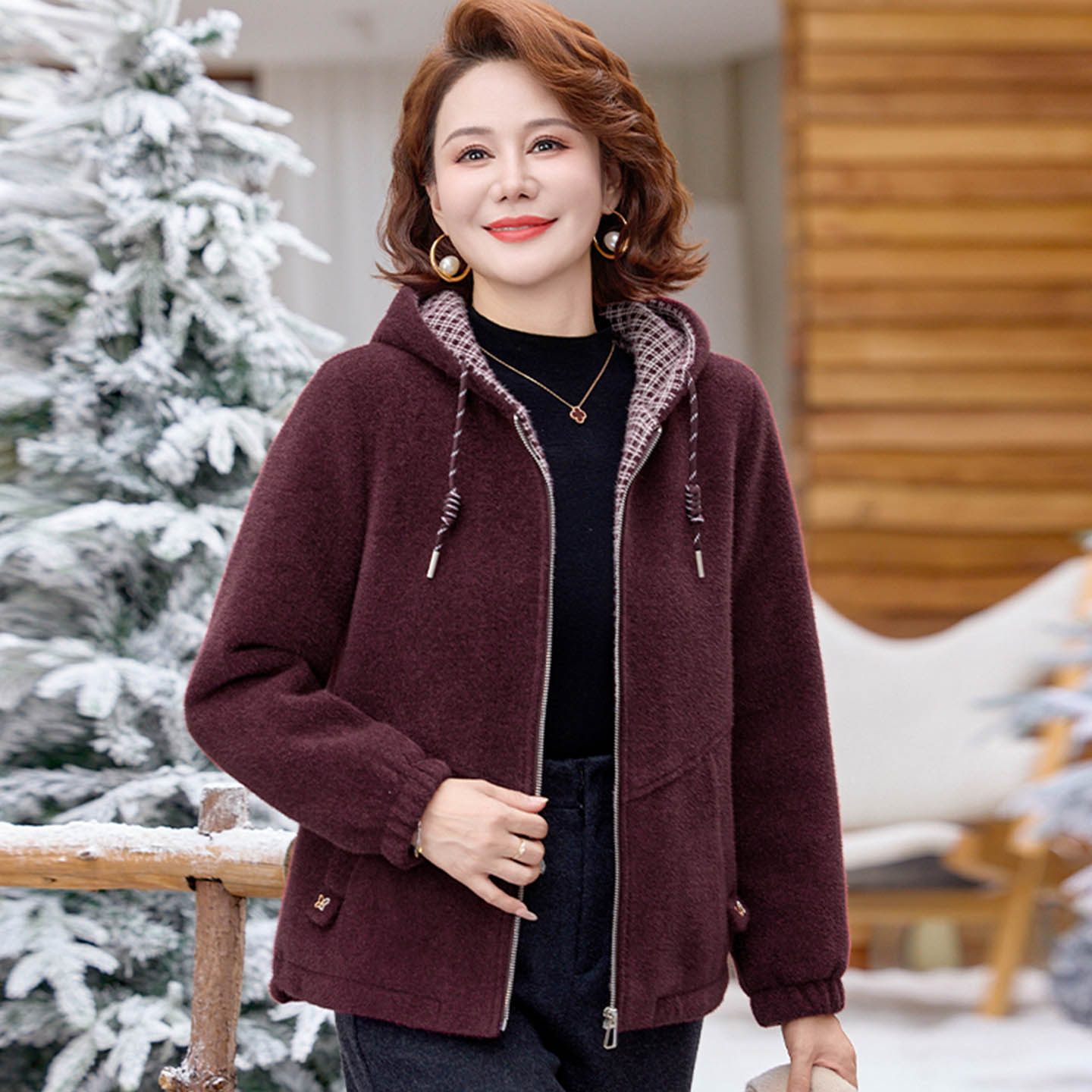 妈妈冬装加绒加厚水貂绒外套2025新款中老年人洋气毛呢大衣女短款,女装/女士精品,中老年女装,淘宝优惠券,粉丝福利购,淘宝优惠卷