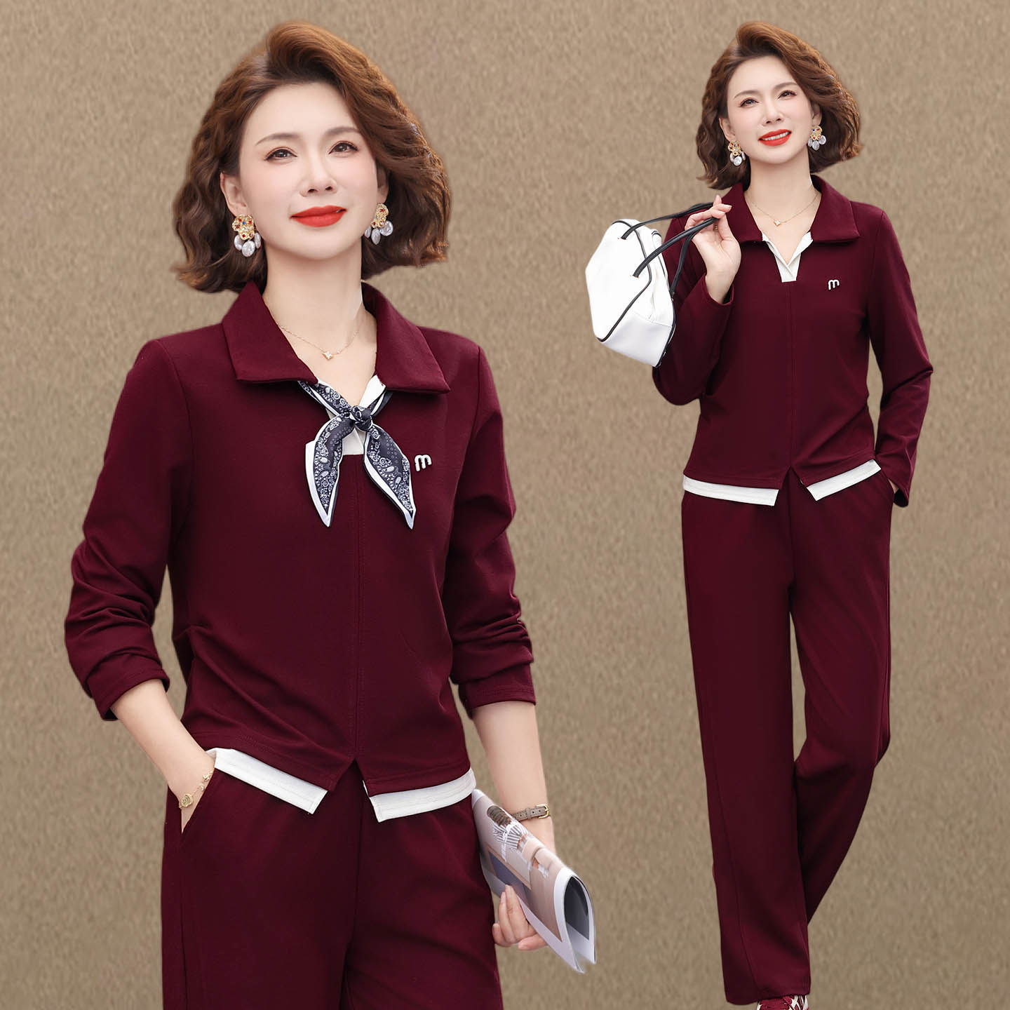 妈妈春季运动套装女2026新款洋气中老年人气质休闲上衣长裤两件套