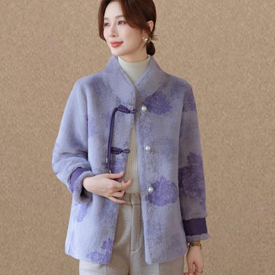 妈妈冬装中国风仿皮草外套2025新款中老年人秋冬款水貂绒大衣女装