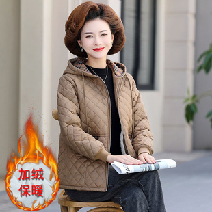 轻薄棉衣 洋气小个子棉袄中老年时尚 妈妈秋冬装 加绒棉服外套女短款