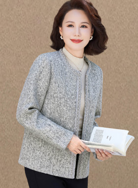 妈妈秋装小香风外套女2025新款洋气小西装中老年女春秋款上衣短款