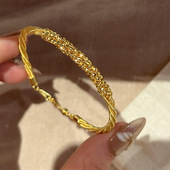 小红书同款 手镯手链 轻奢vitage镀金沙金麻花蹦迪珠弹力女复古时尚