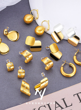 轻奢vitage小众设计感冷淡风金属感夸张时尚大耳钉耳饰女货源批发