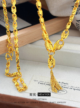 2025新款设计感车花瓜子流苏项链女款小众轻奢高级感项链沙金饰品