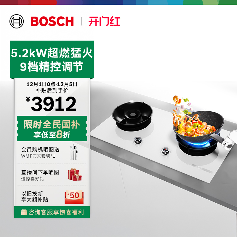 博世新品天鹅白燃气灶天然气926